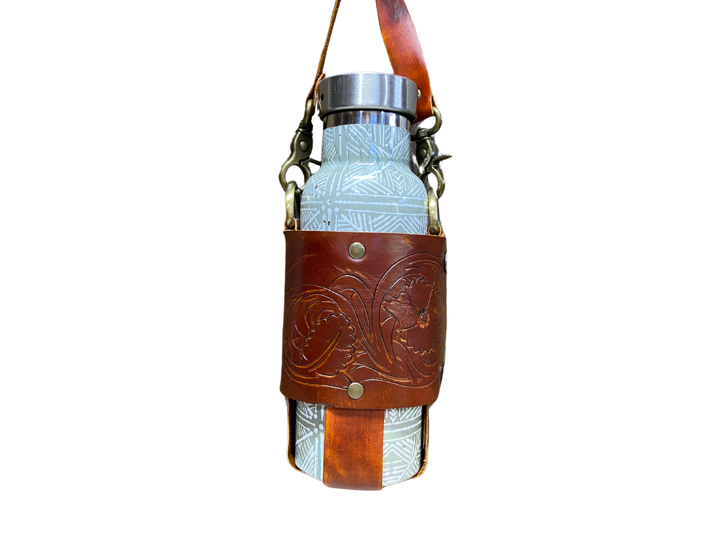 Leather water bottle / travel mug carrier sling
