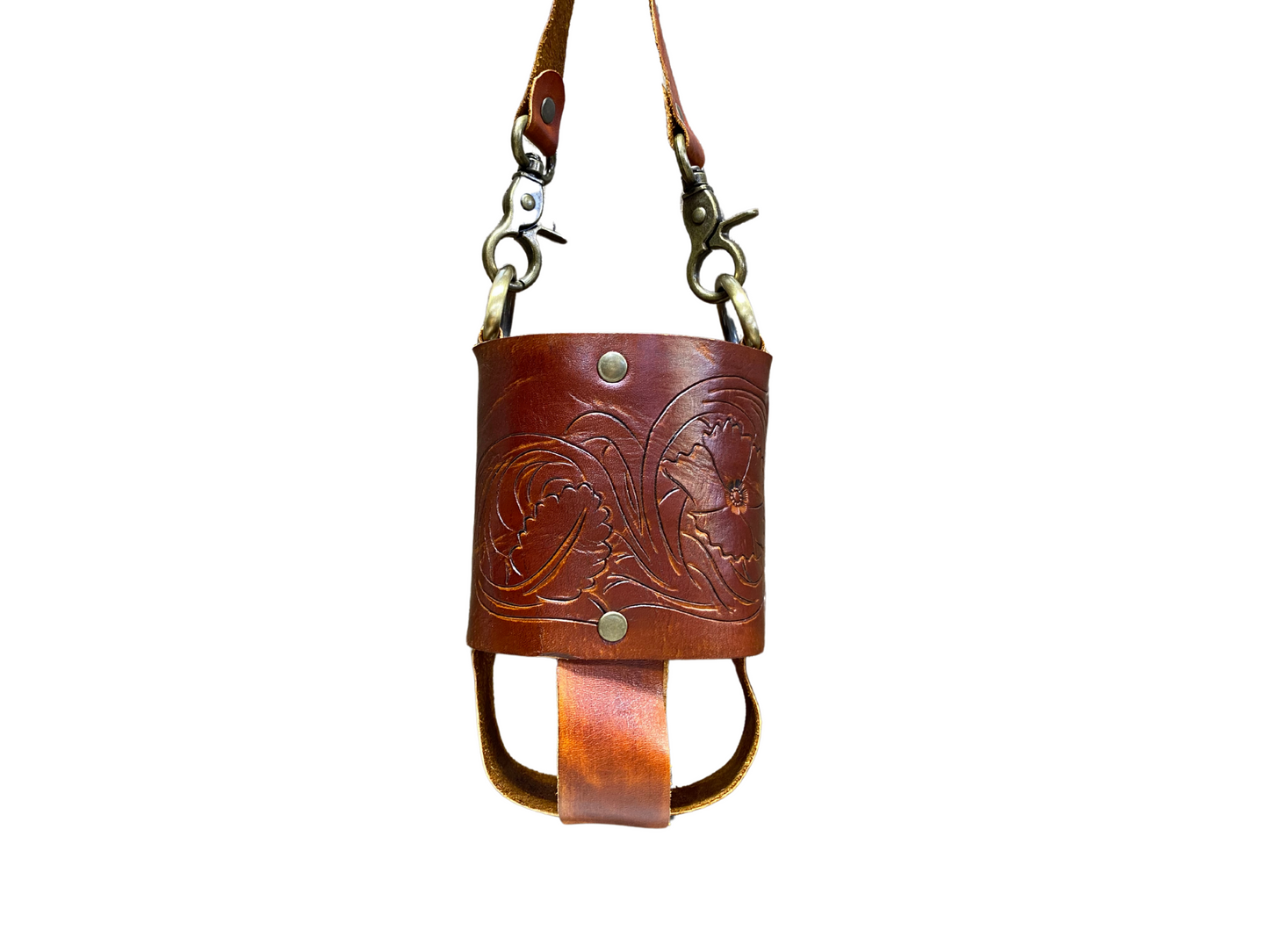 Leather water bottle / travel mug carrier sling