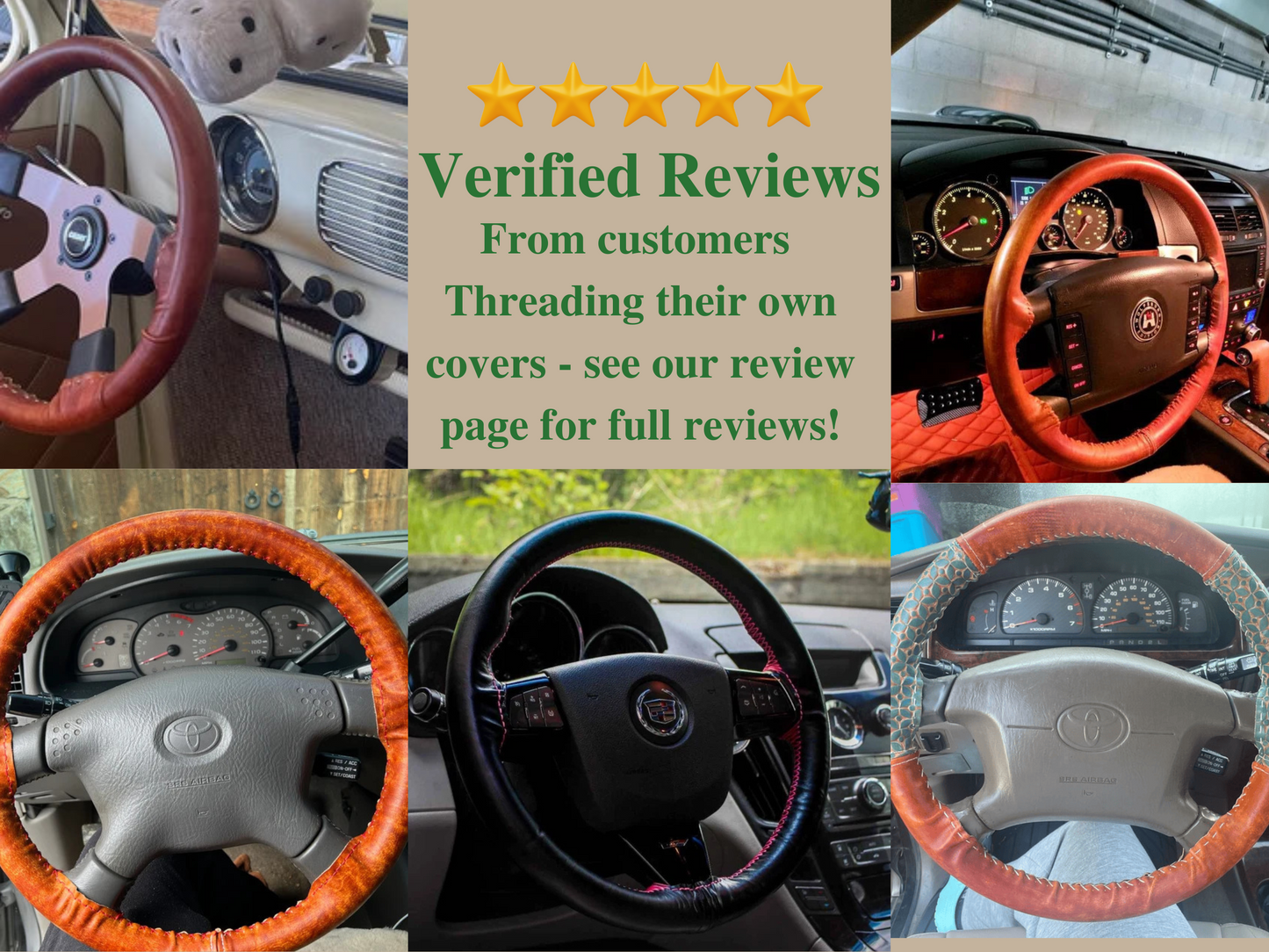 Hand tooled custom leather steering wheel cover - Basketweave