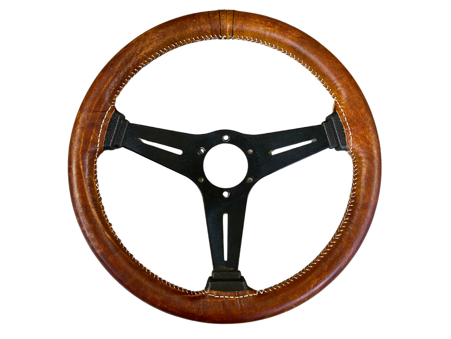 Full grain leather steering wheel cover - Hand dyed