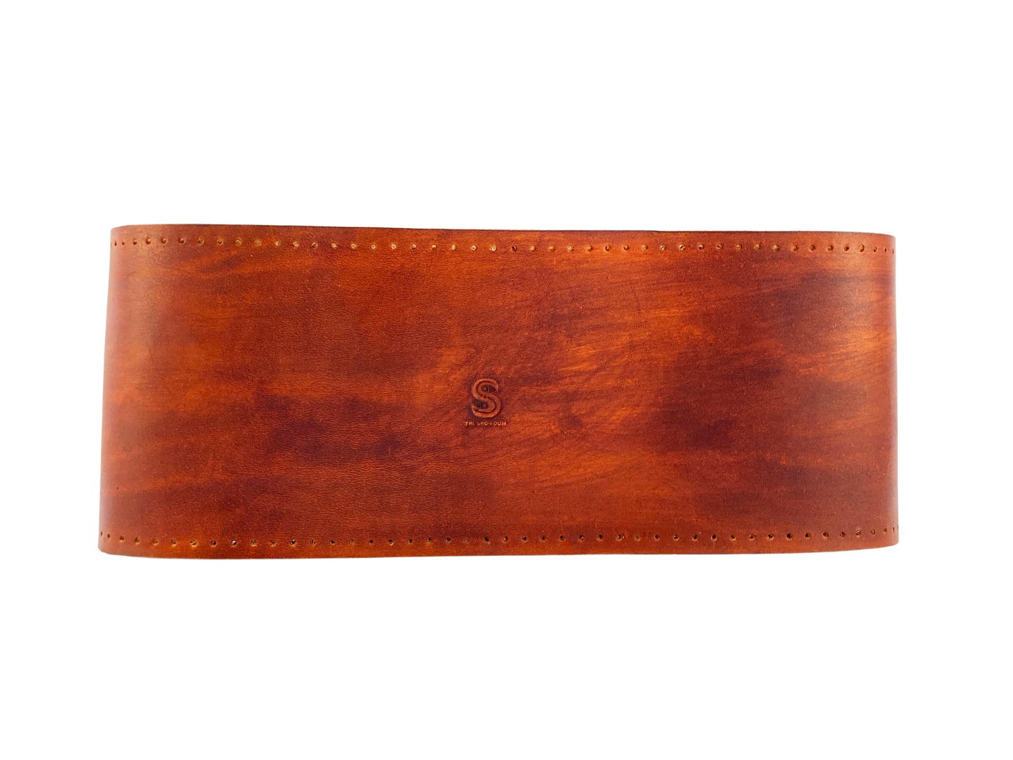 Full grain leather steering wheel cover - Hand dyed Brown