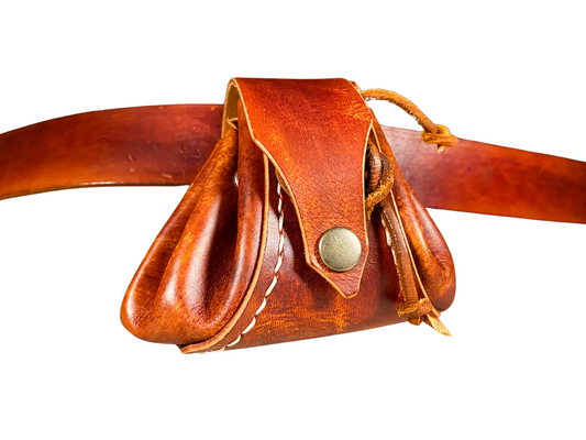 Wild child's Mini leather belt pouch with string closure