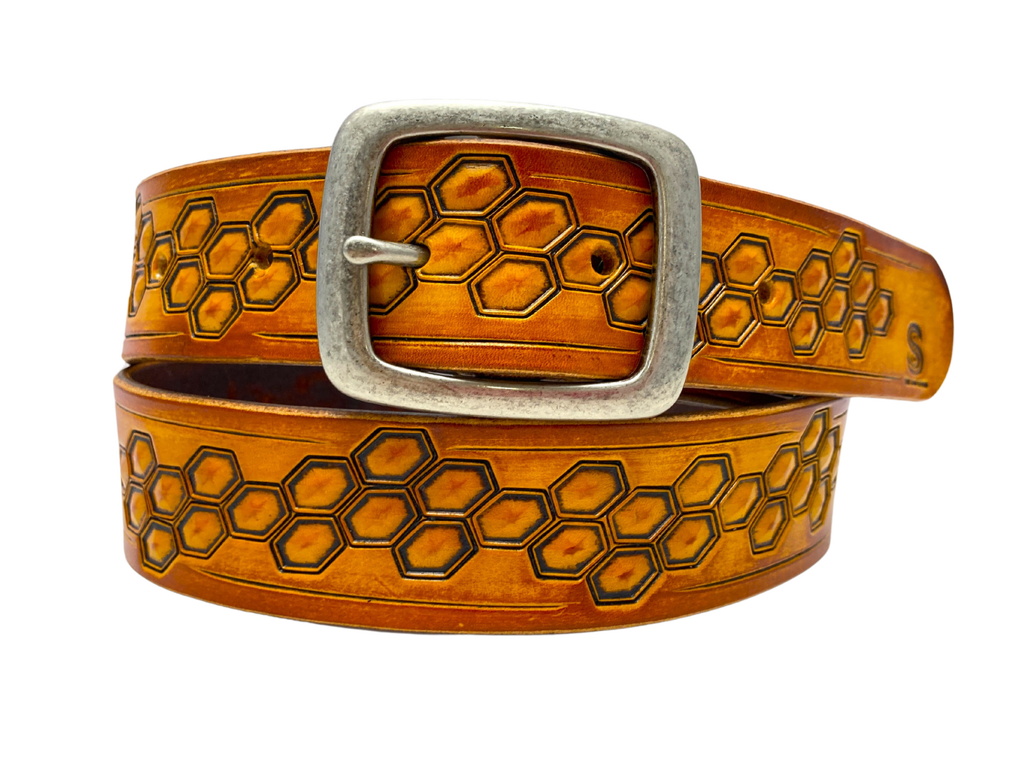 Wild explorer's custom leather belt - Beehive summer