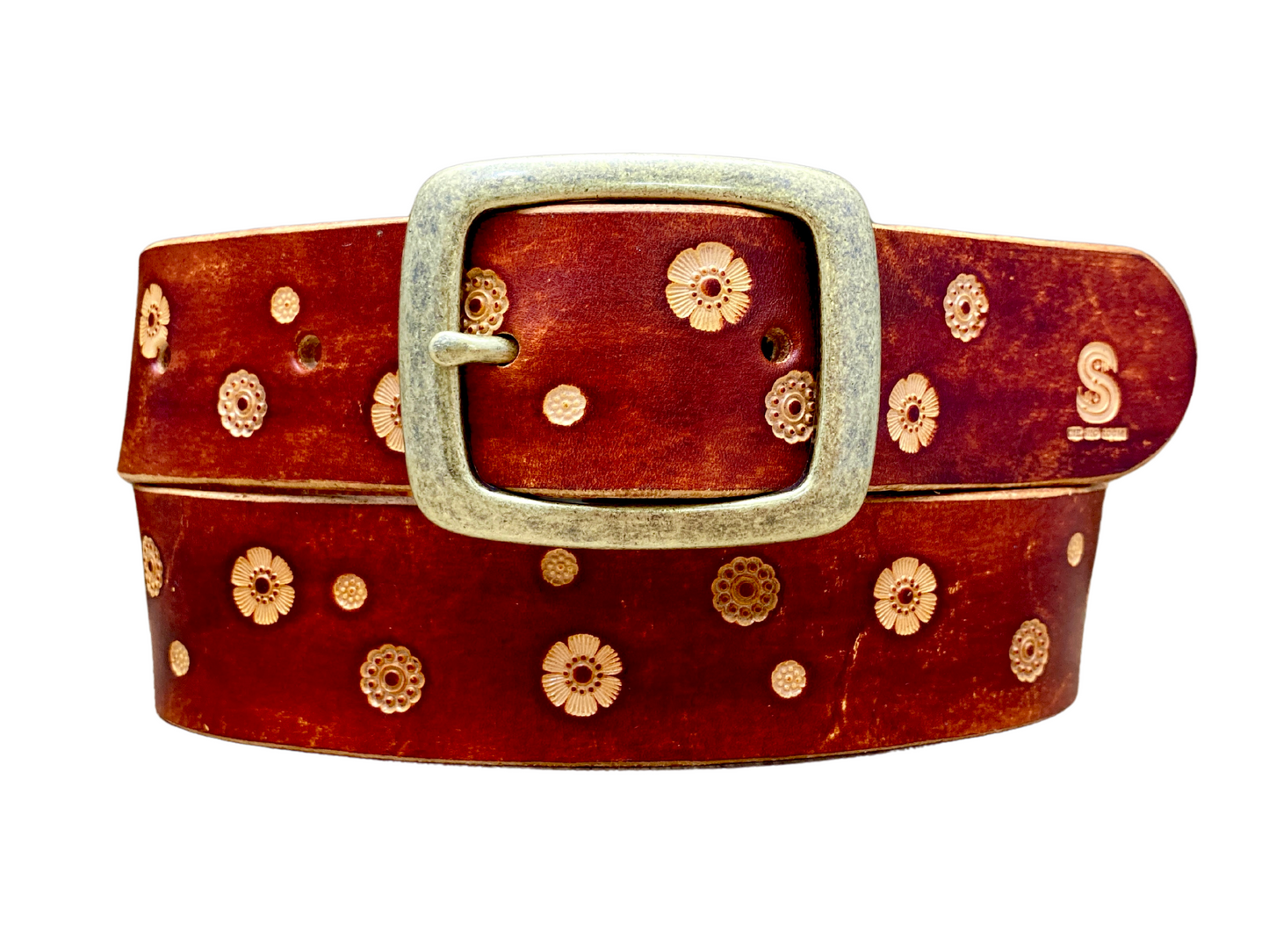 Wild explorer's custom leather belt - Flowers