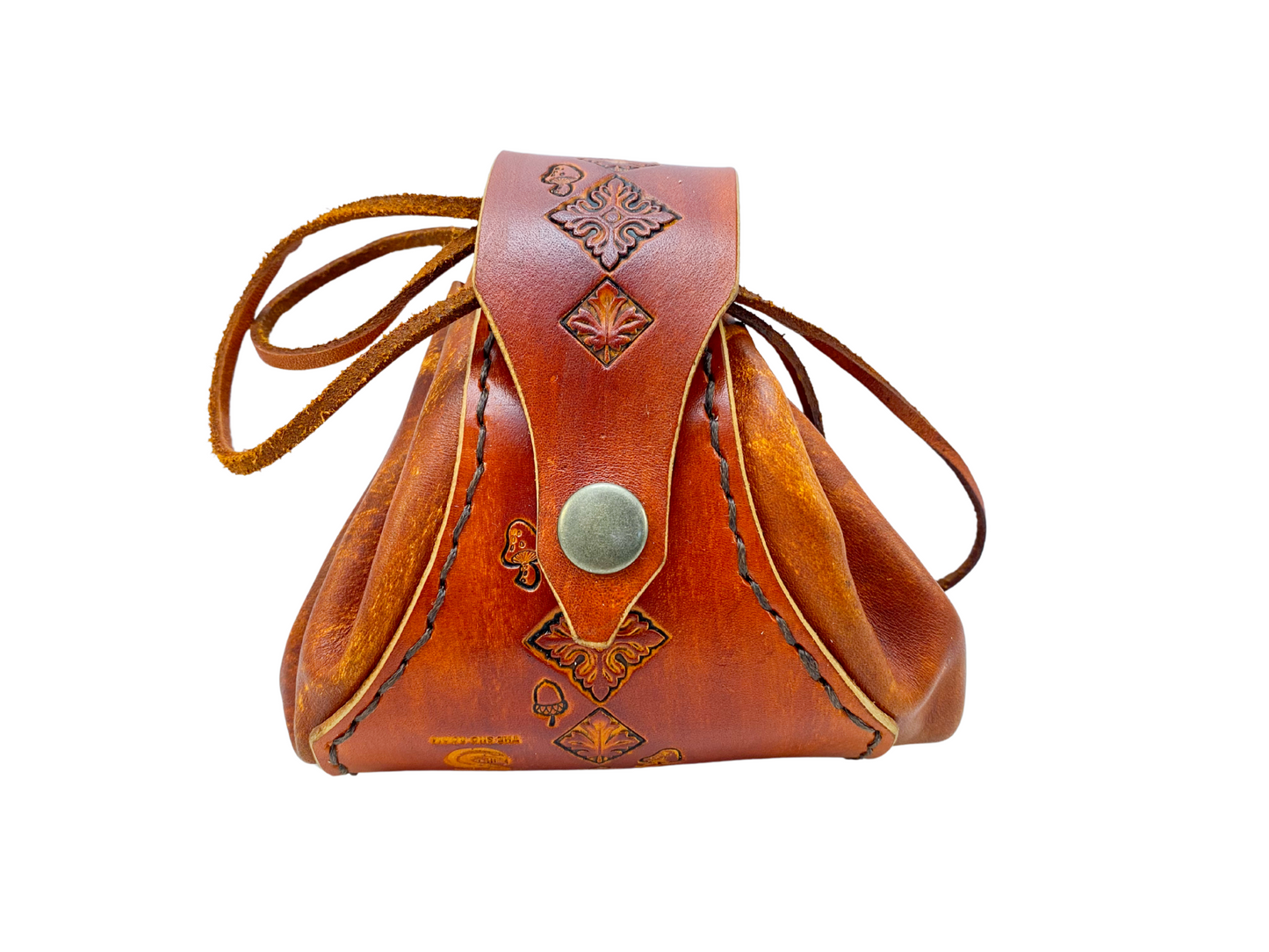 Wild child's Mini leather belt pouch with string closure