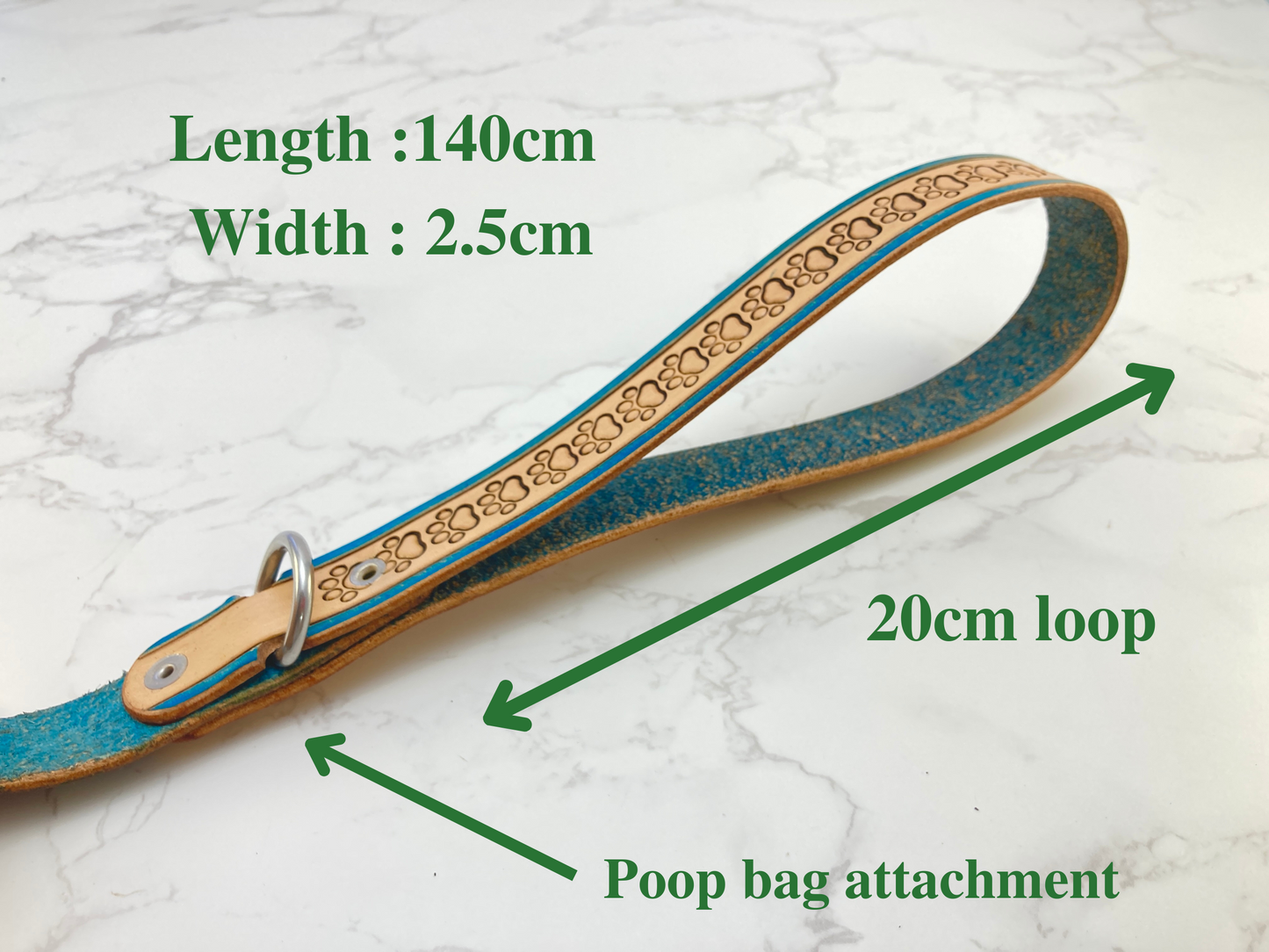 "Paw Print" Hand carved Dog collar leash