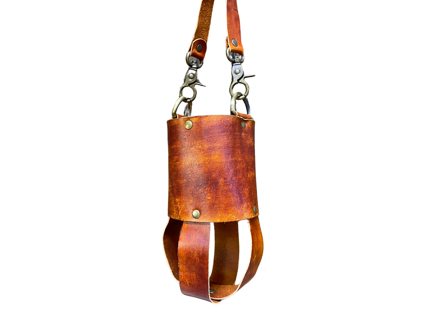Leather water bottle / travel mug carrier sling