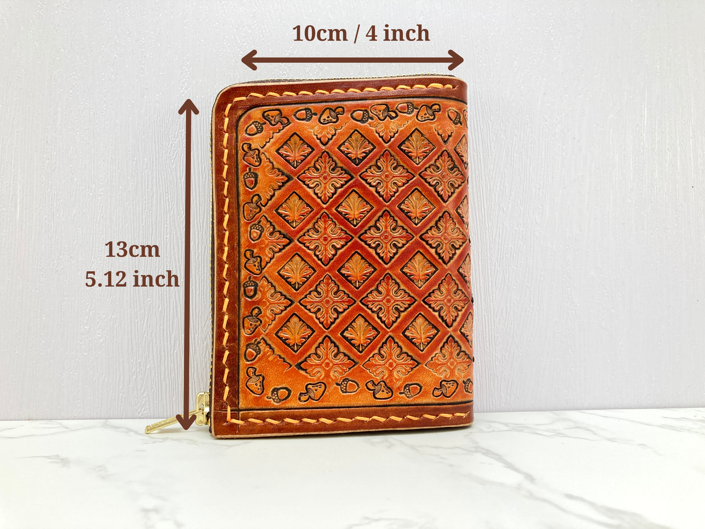 "Autumn leaves" Nature inspired leather zip wallet