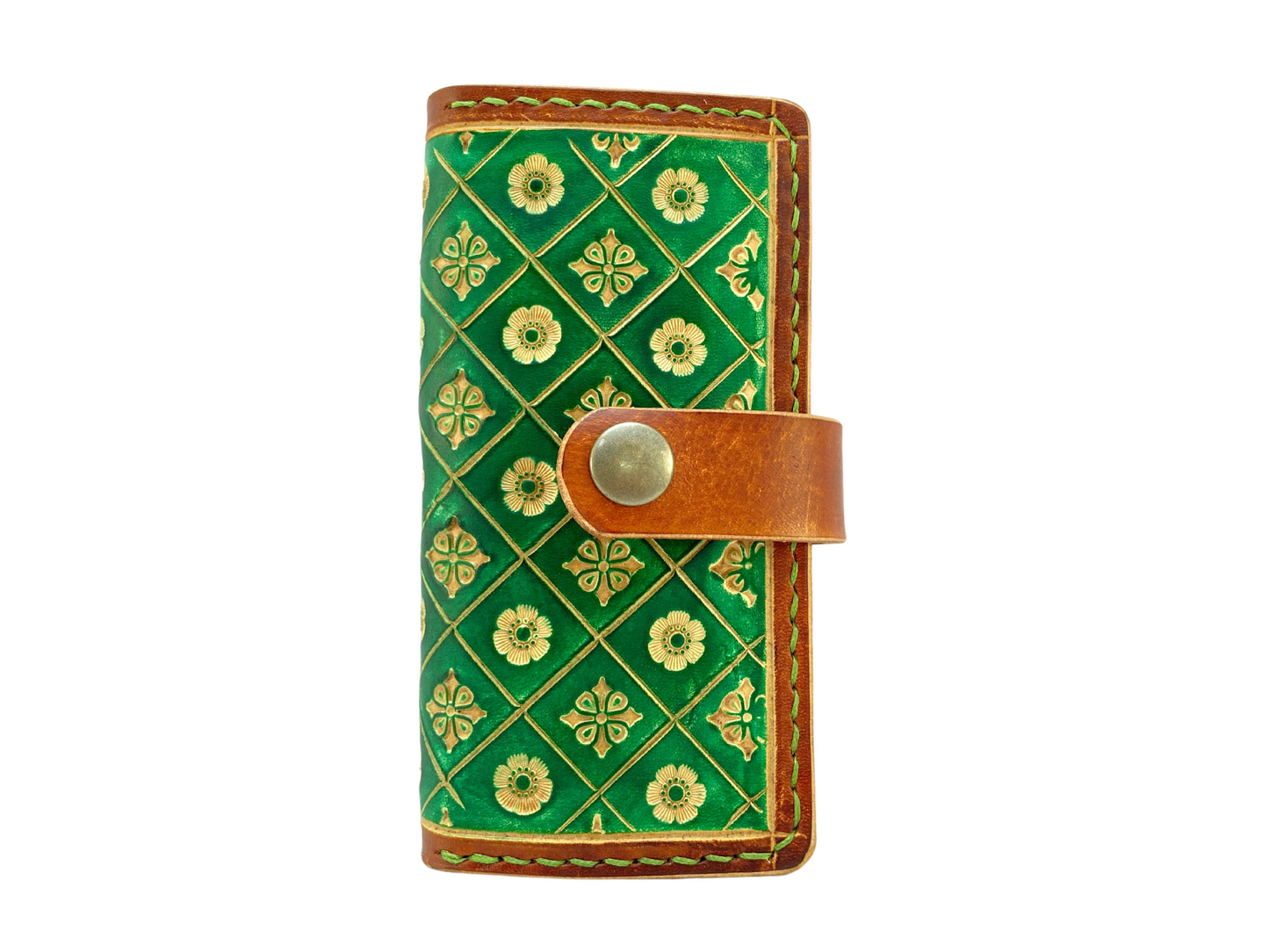Nature inspired leather phone wallet - Green Nature