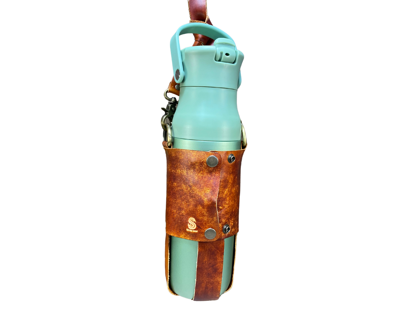 Leather water bottle / travel mug carrier sling