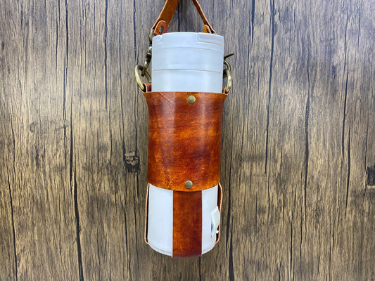 Leather water bottle / travel mug carrier sling