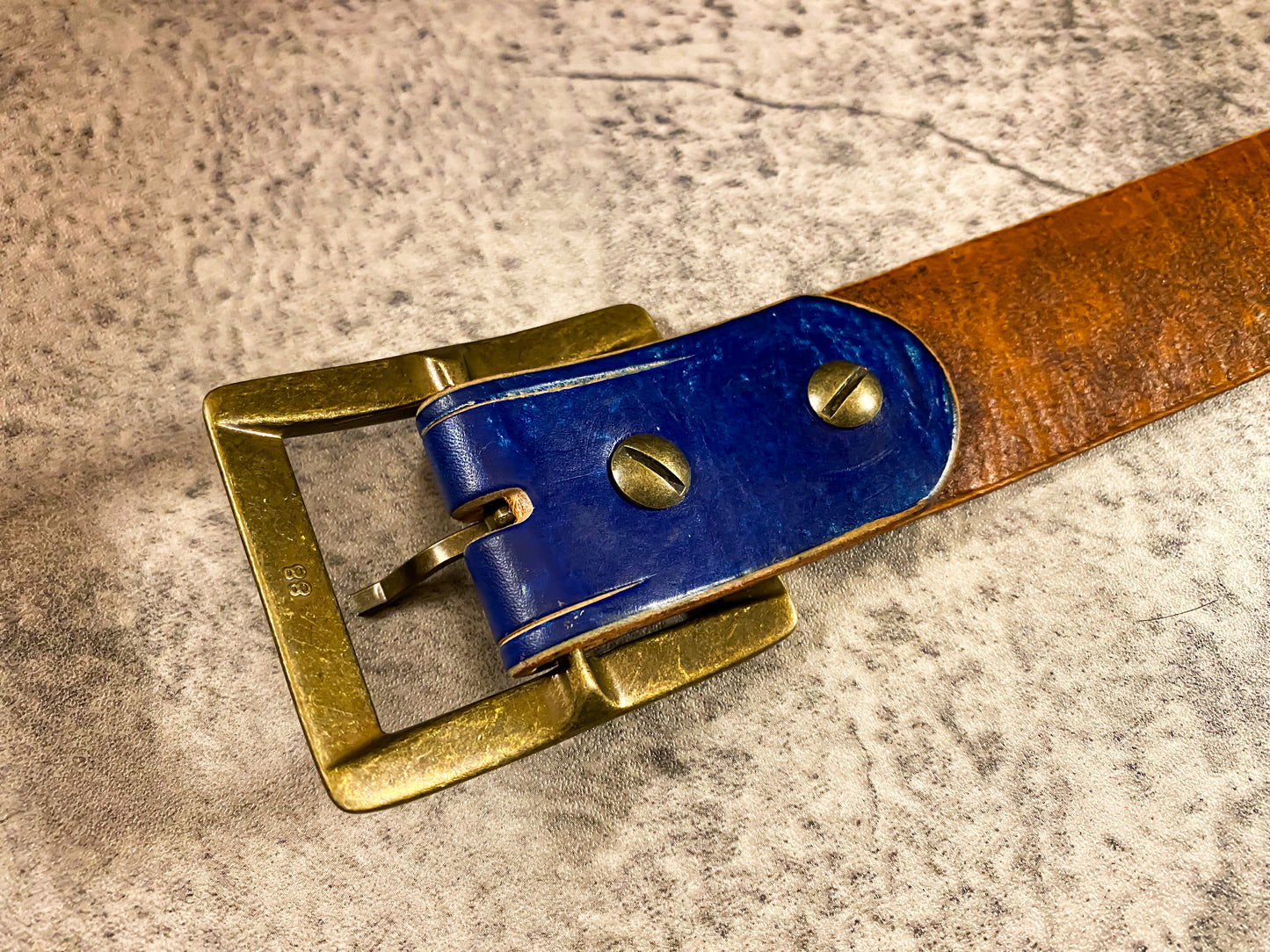 Wild explorer's custom leather belt - Blue ice