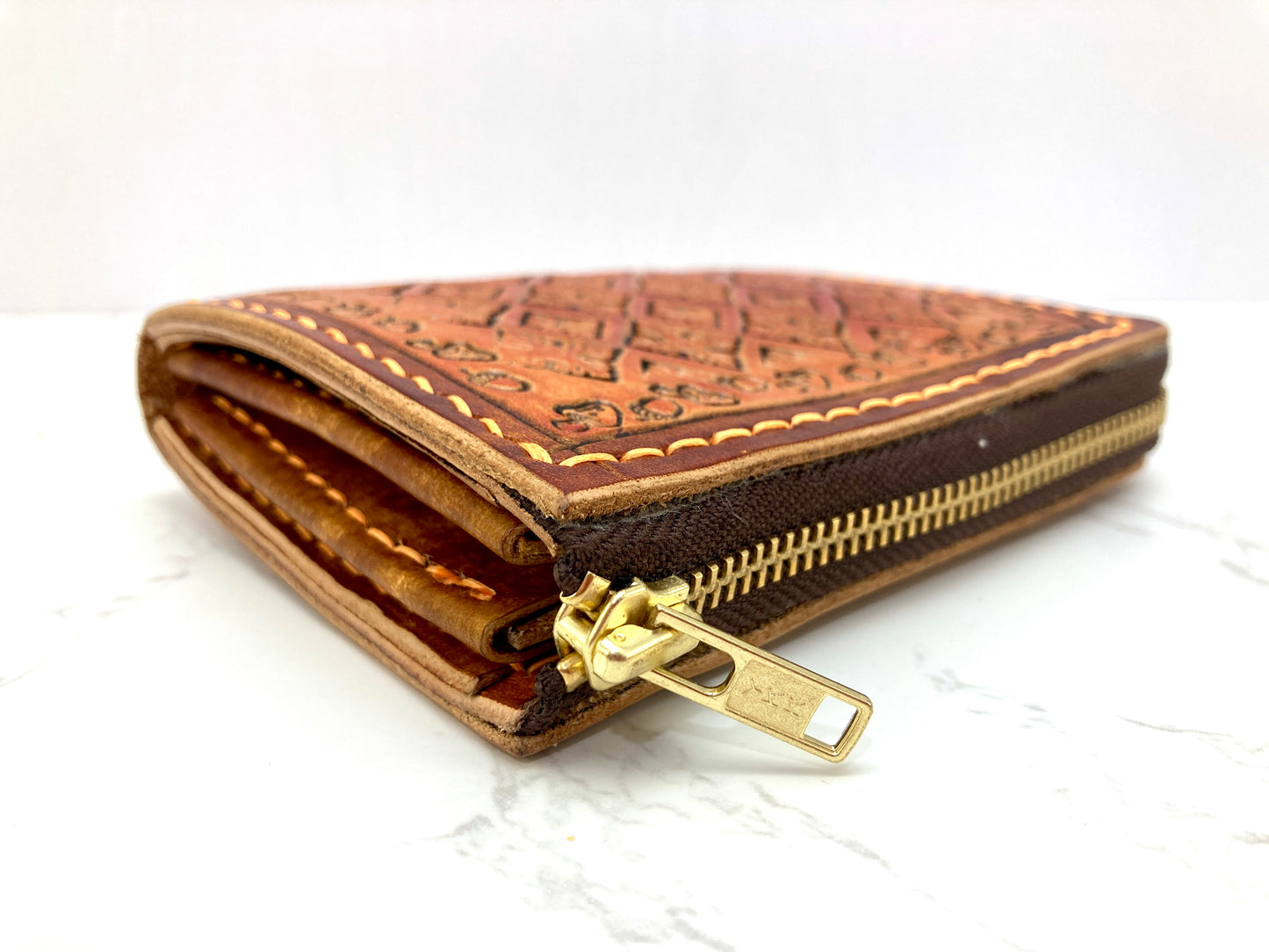 "Autumn leaves" Nature inspired leather zip wallet