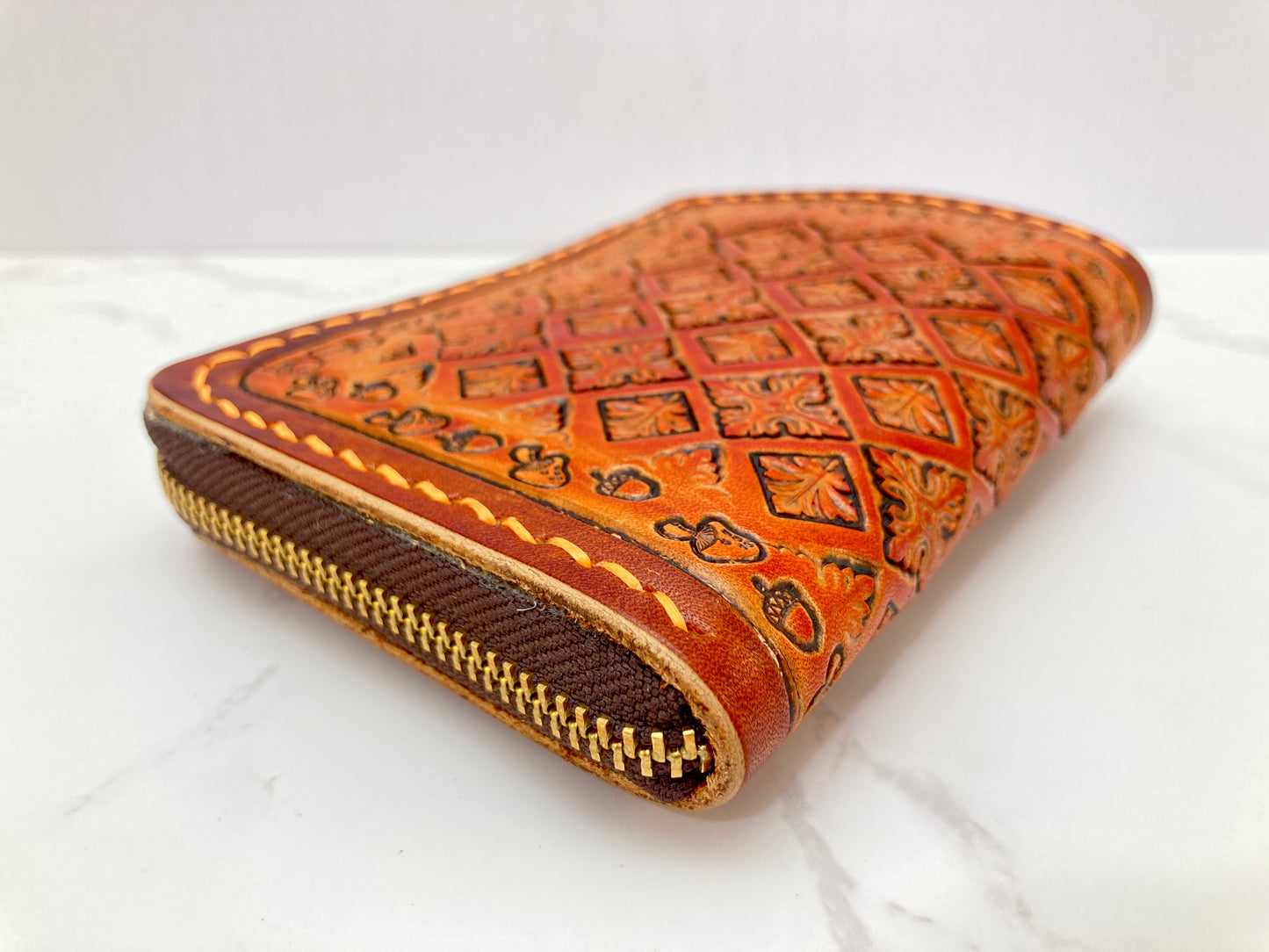 "Autumn leaves" Nature inspired leather zip wallet