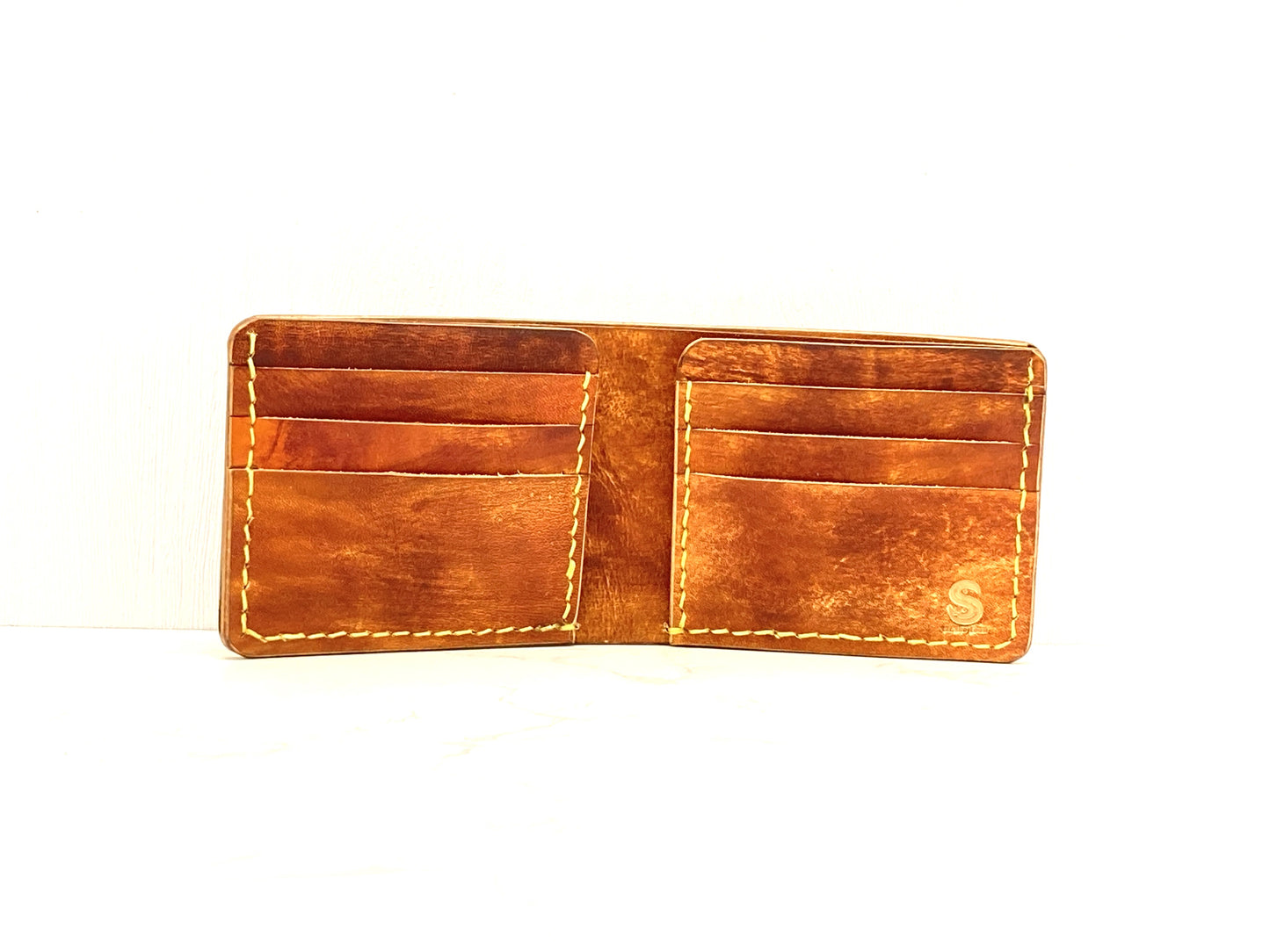 "Autumn leaves" nature inspired Slim Bi-fold leather wallet