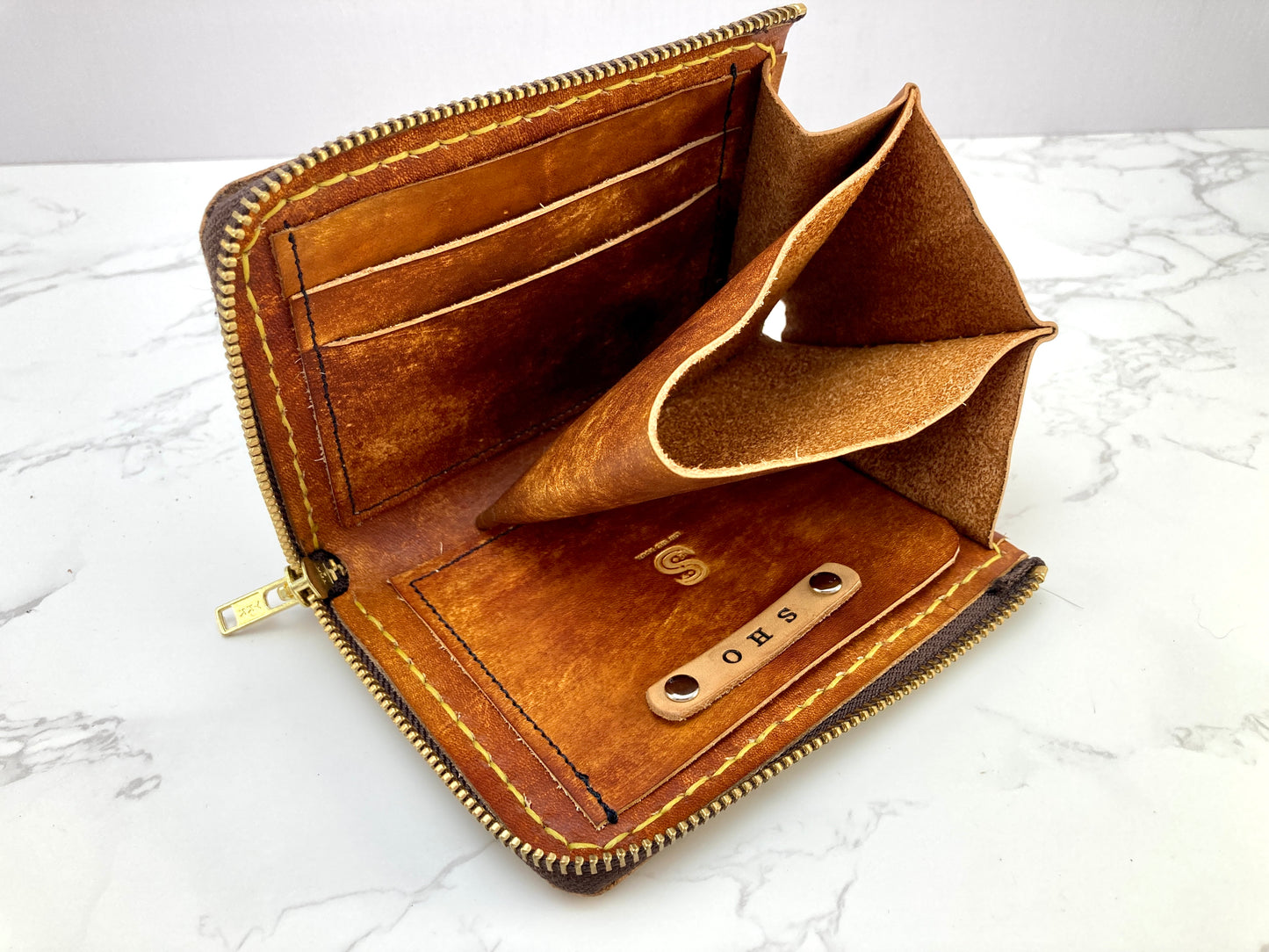 "Blue Ice" nature inspired leather zip wallet