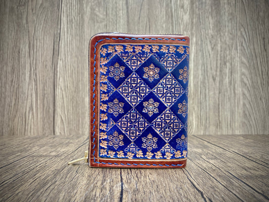 "Blue Ice" nature inspired leather zip wallet