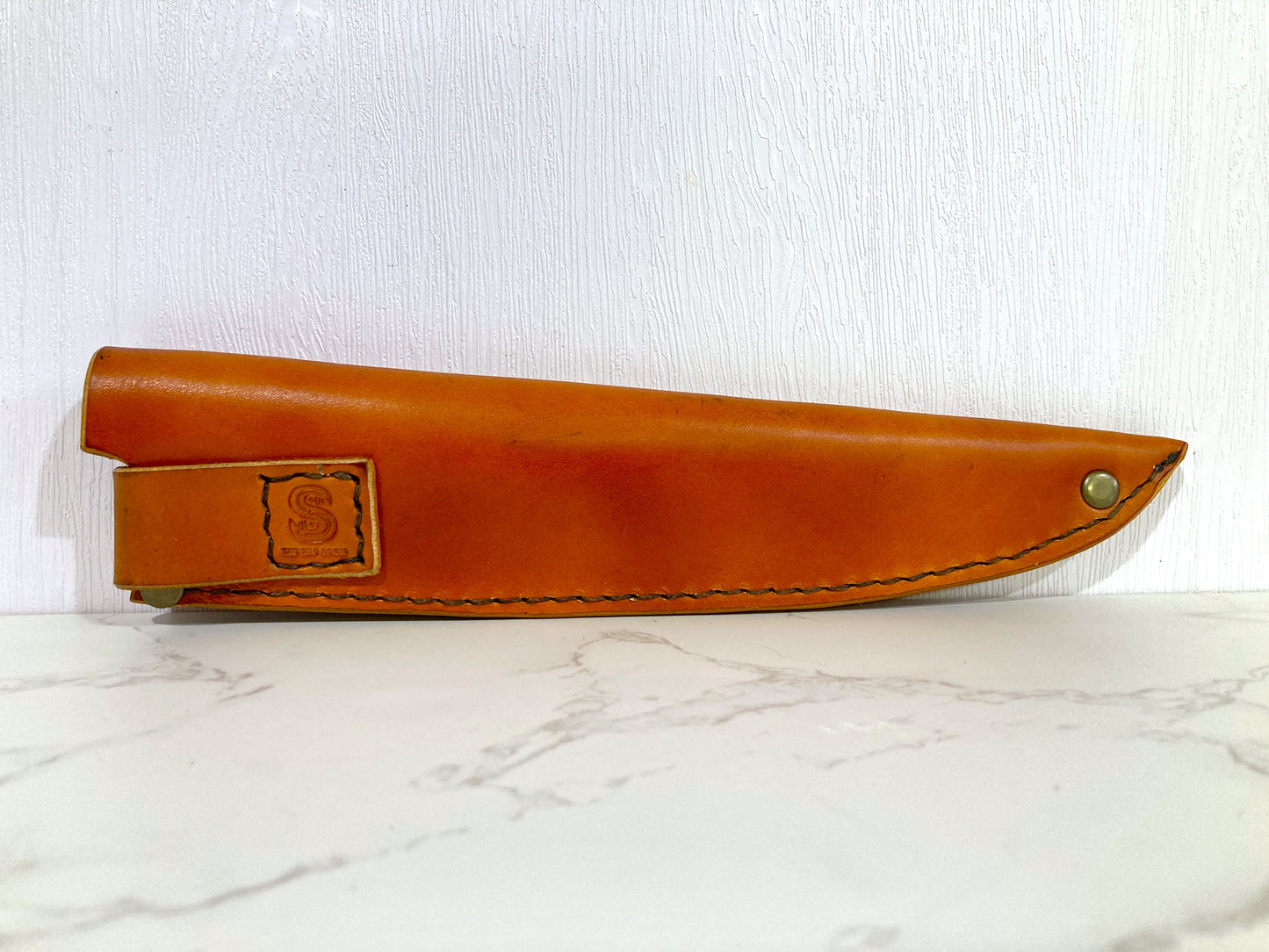 Handcrafted leather kitchen knife sheath -Plain