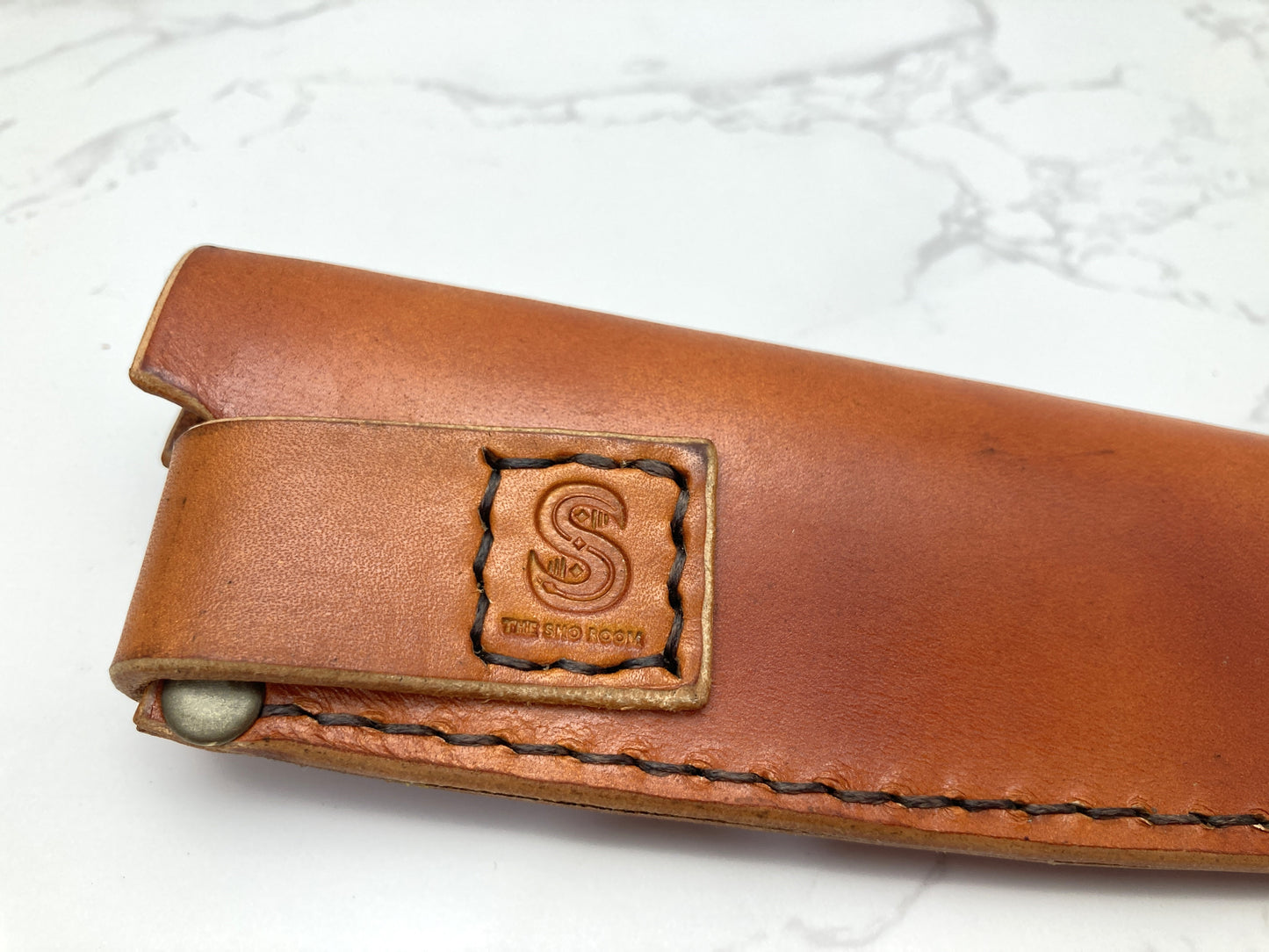 Handcrafted leather kitchen knife sheath -Plain