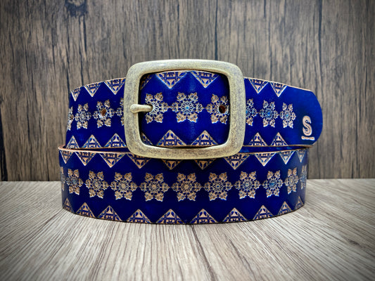 Wild explorer's custom leather belt - Blue Ice 2