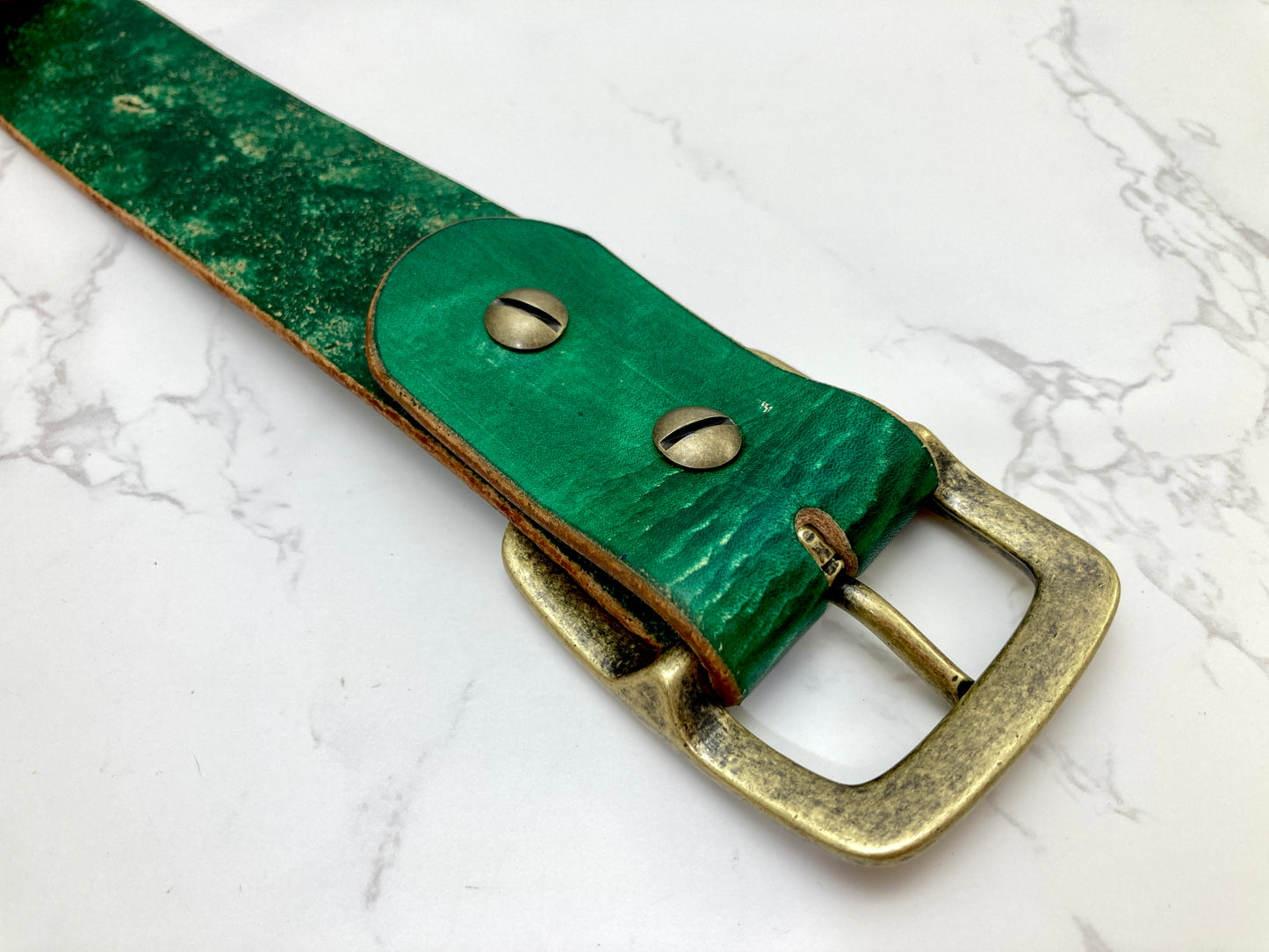 Nature inspired custom leather belt - Green nature