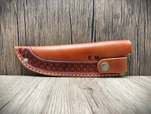 Handcrafted leather kitchen knife sheath -Love heart