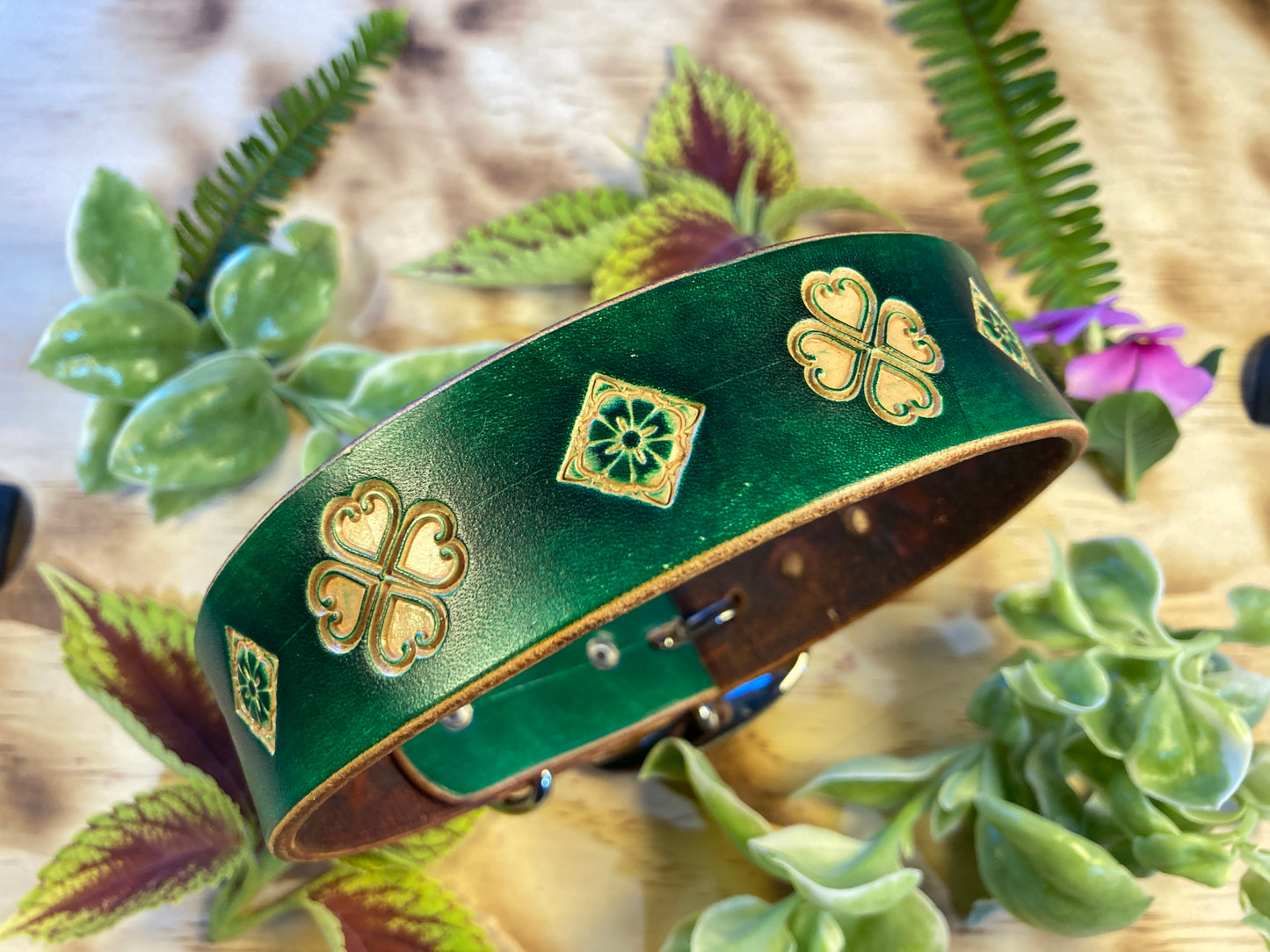 Nature inspired leather dog collars