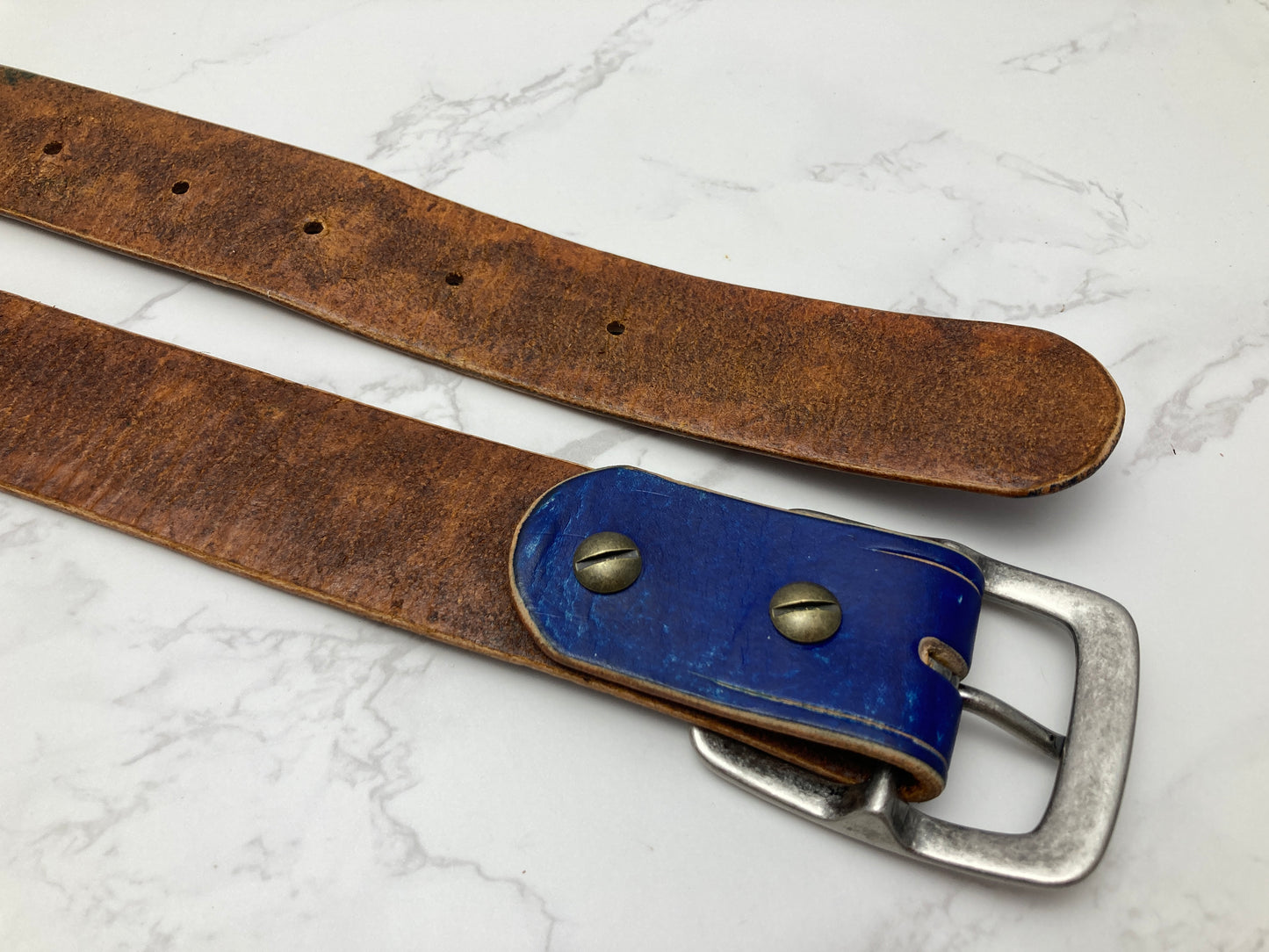 Wild explorer's custom leather belt - Blue ice
