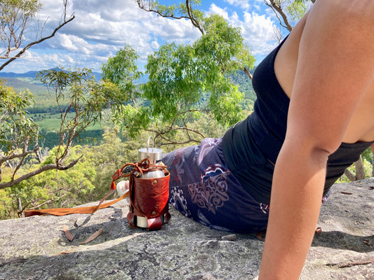 Leather water bottle / travel mug carrier sling