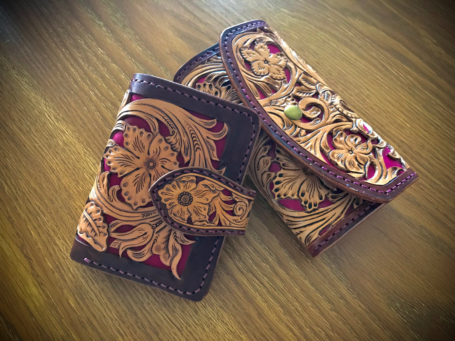 Leather carving wallets