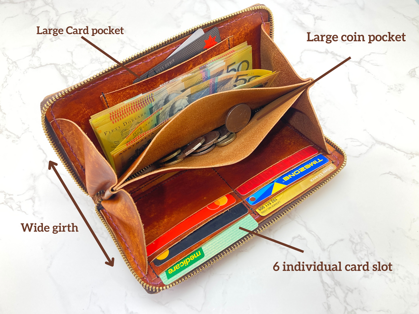 "Autumn leaves" nature inspired zip long wallet purse