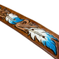 Hand painted leather belt - Feathers
