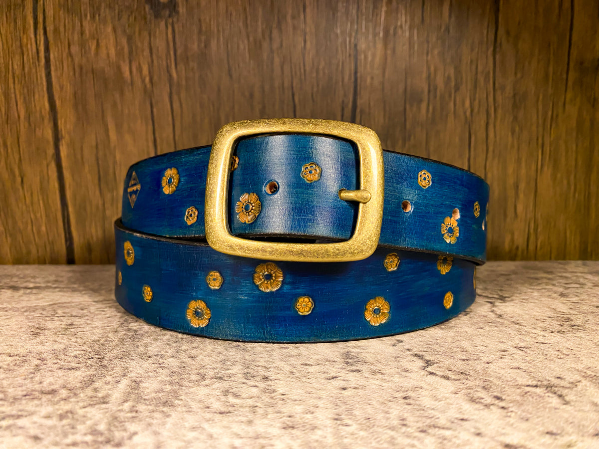 POL BELT181 Embroidered Floral Belt - Blue and Yellow 47” long POL BELT181 Embroidered Floral Belt - Blue | Mercari main image 3