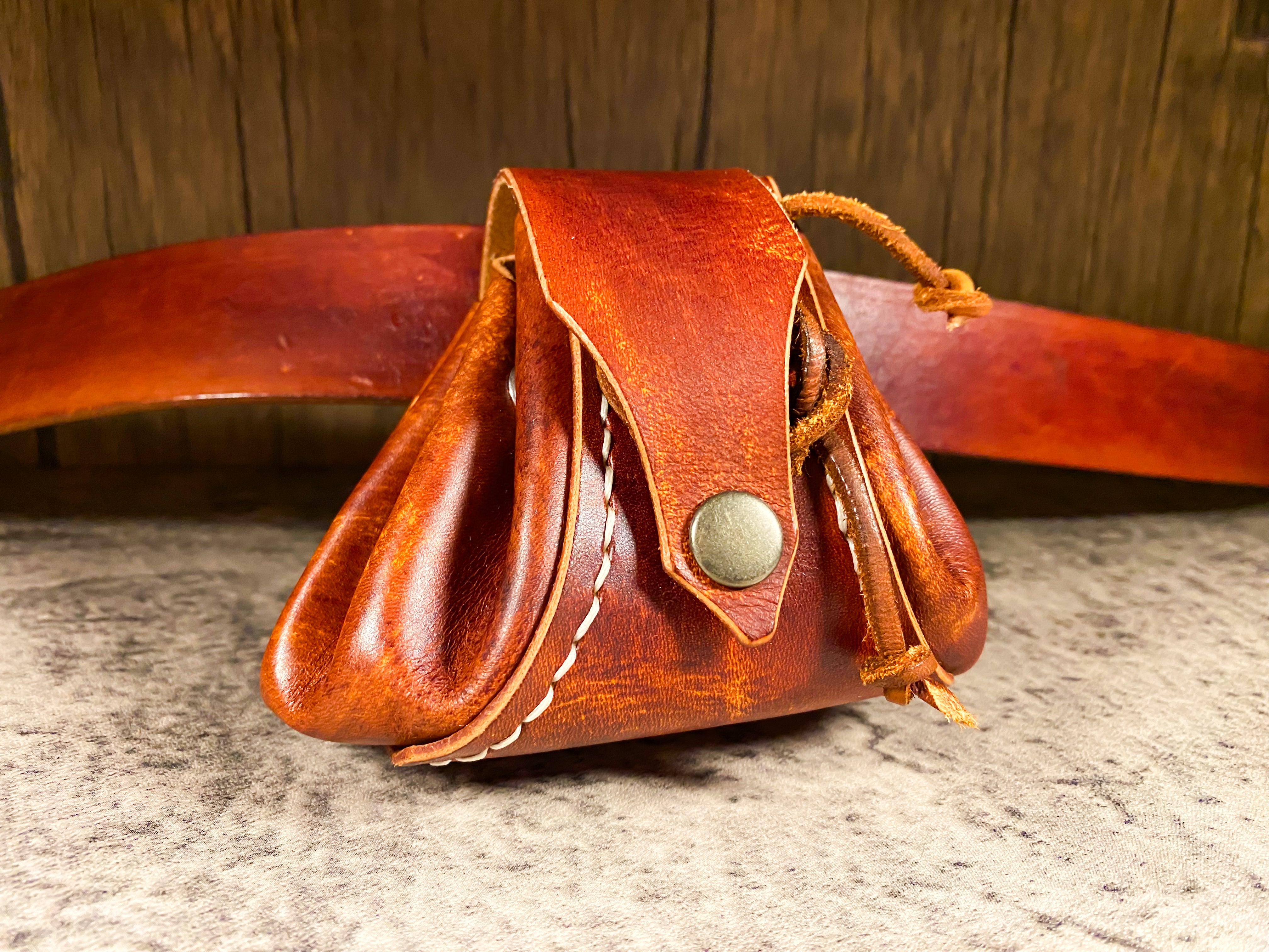 Genuine Leather Mini Travel Pouch – 3 Compartments + Belt Clip | EDC Organizer