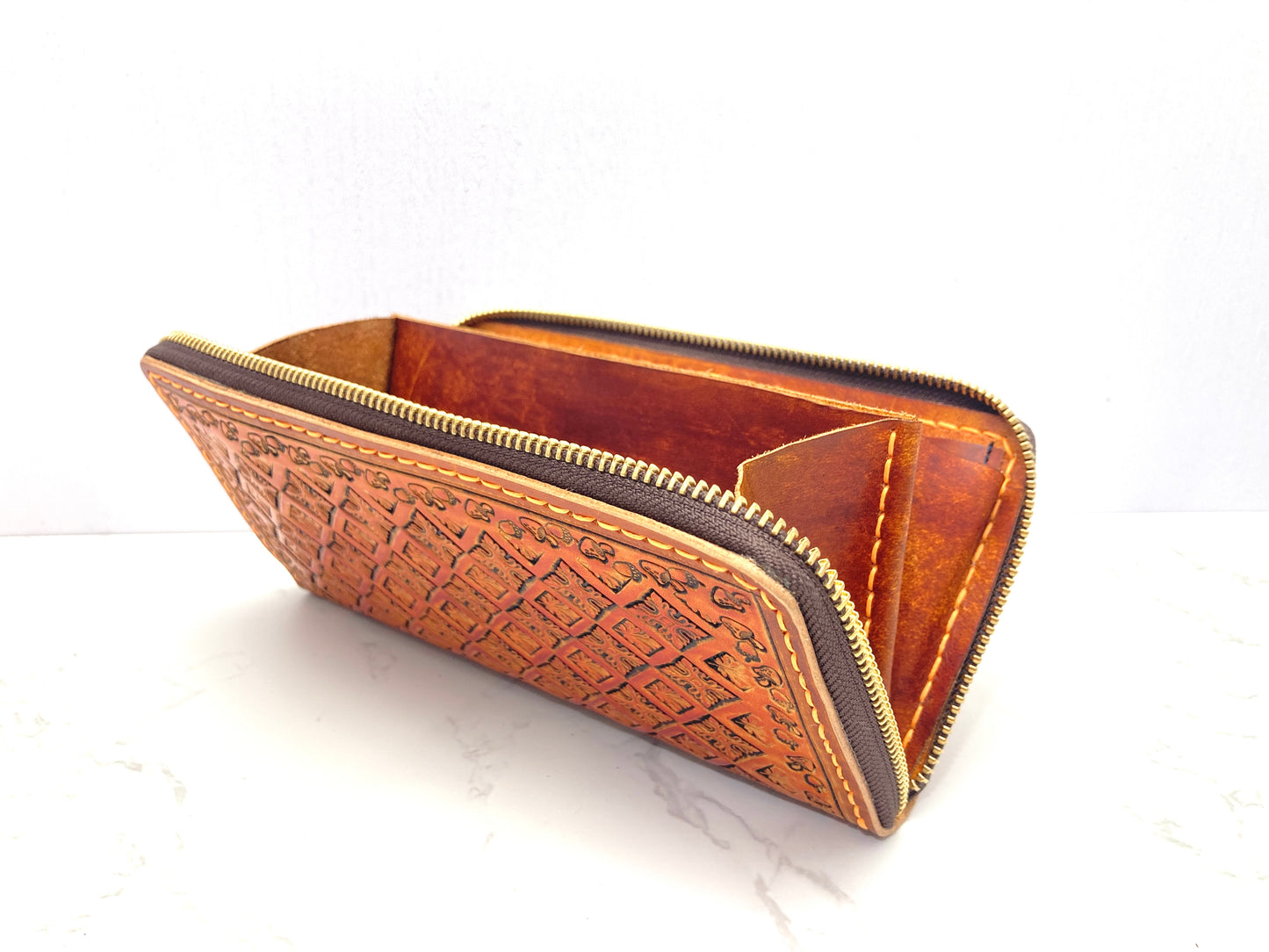 "Autumn leaves" nature inspired zip long wallet purse