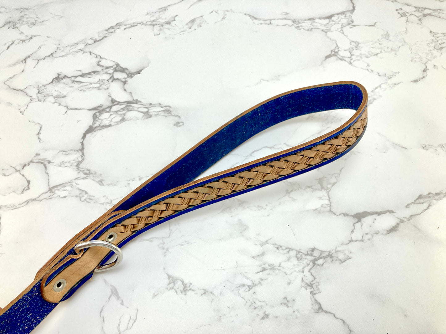 "Basket Weave" Hand carved Dog collar leash