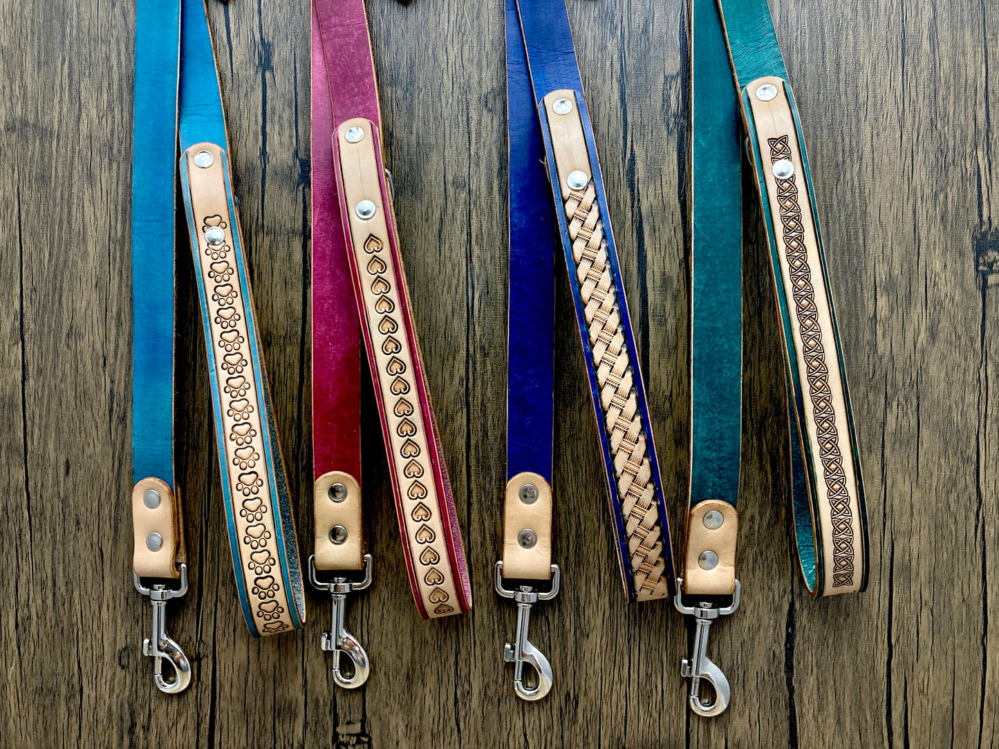 "Basket Weave" Hand carved Dog collar leash