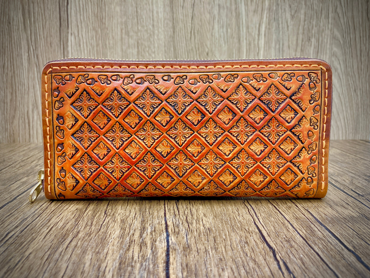 "Autumn leaves" nature inspired zip long wallet purse