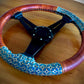 Boho dual tone hand tooled wheel wrap - Geometric