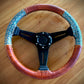 Leather Steering wheel cover made by The Sho Room - Boho Turquoise