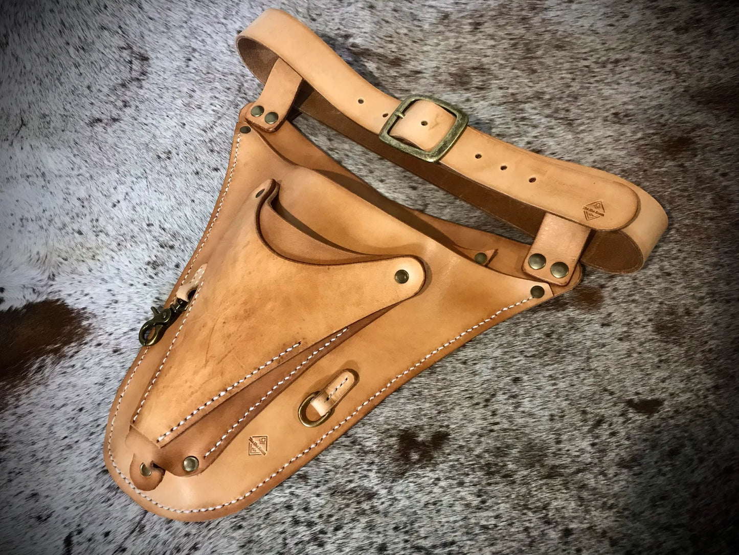 Hand tooled leather belt by The Sho Room - Gardening tool belt