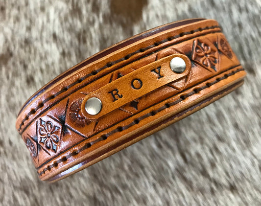 Diamond carved double layered dog collar