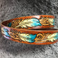 Hand painted leather belt - Feathers